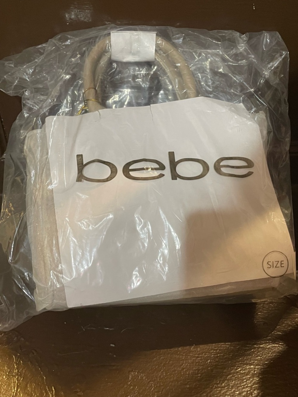 bebe Cream/Beige Structured Top-Handle Tote